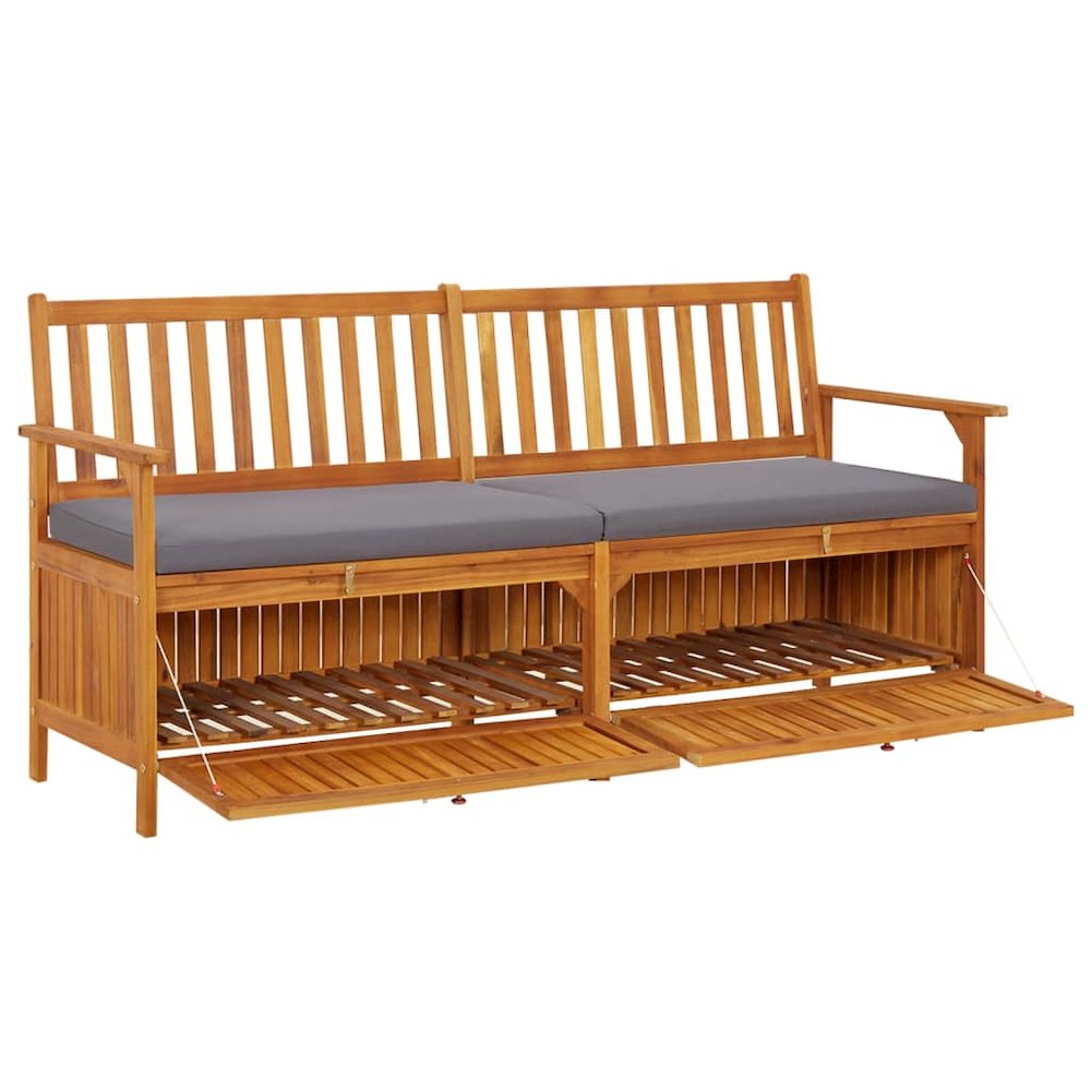 Bench Black Solid Acacia wood 67 in Storage Bench Rectangular. Picture 5