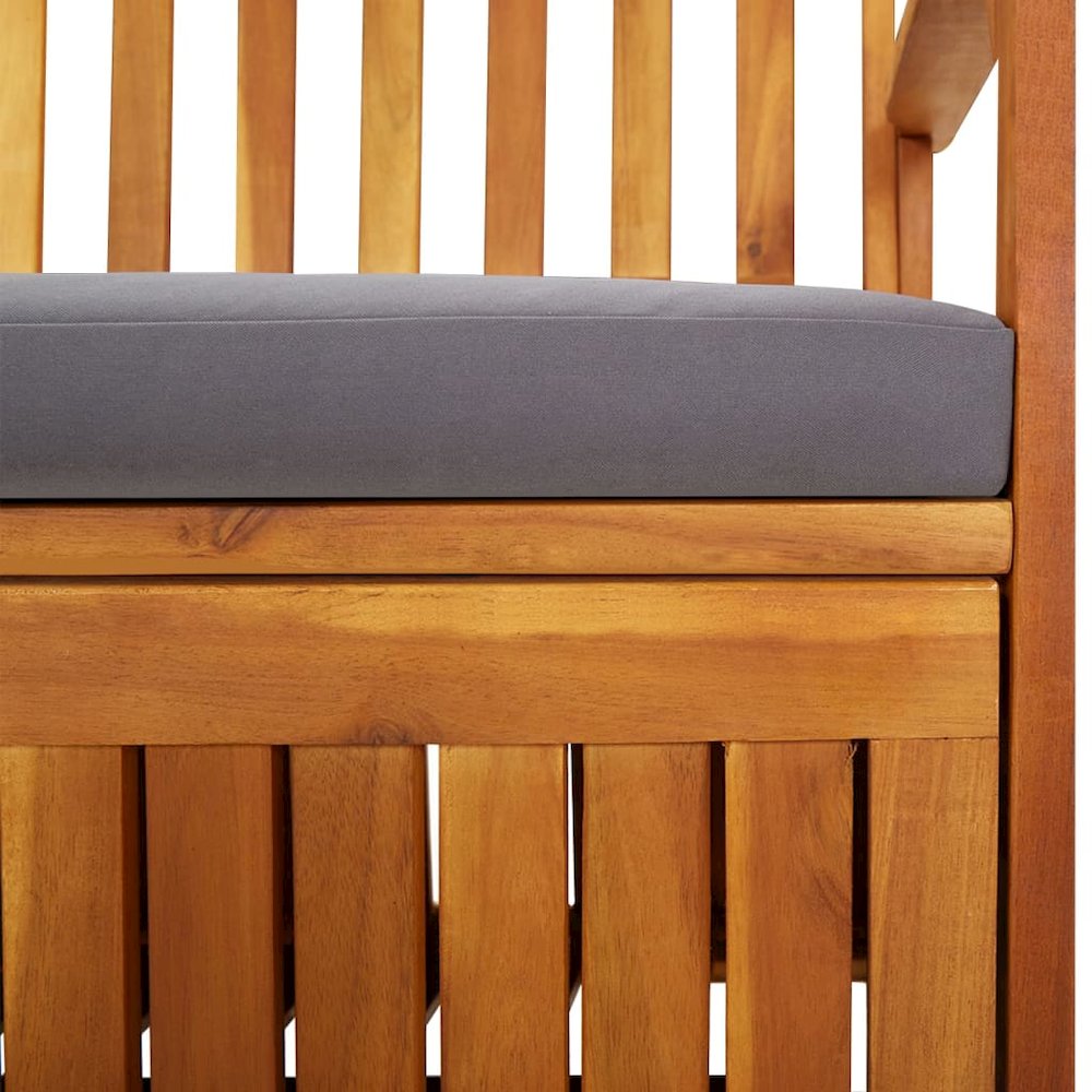 Bench Black Solid Acacia wood 67 in Storage Bench Rectangular. Picture 6