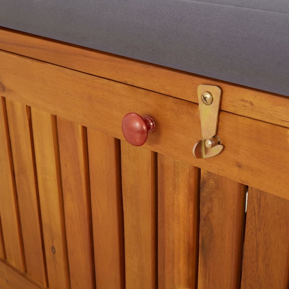 Bench Black Solid Acacia wood 67 in Storage Bench Rectangular. Picture 7