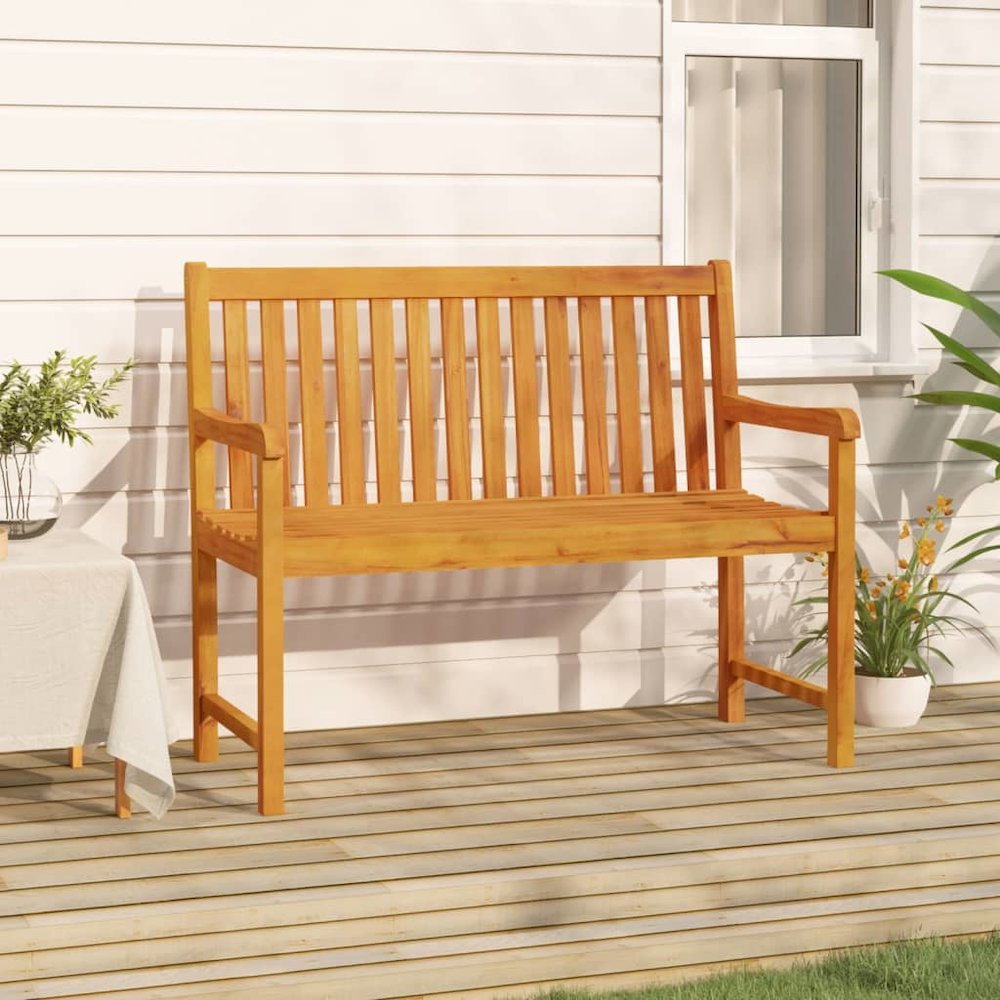Garden Bench Natural Wood Solid Acacia Wood Small Garden Bench. Picture 1