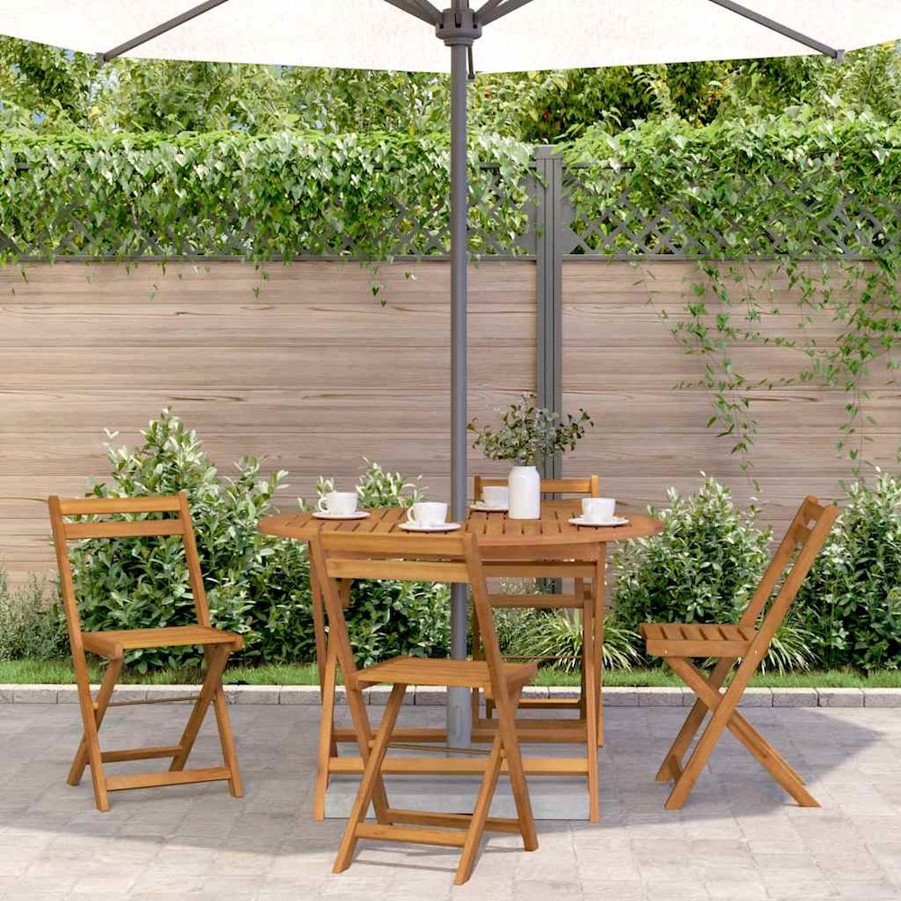 Garden Table Natural wood Solid acacia wood Medium Foldable. Picture 3