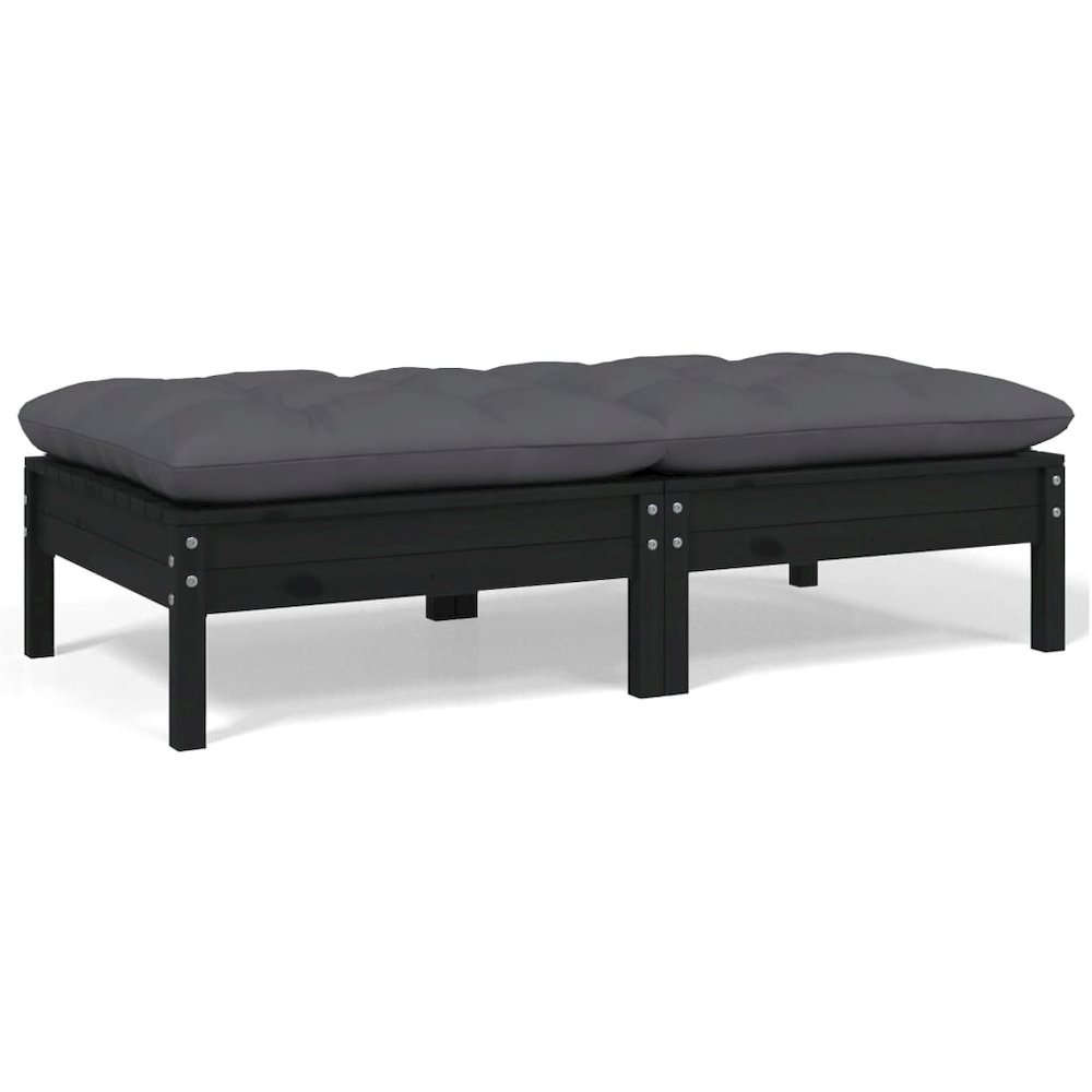 2-seater Garden Sofa Set of 2 Black. Picture 1