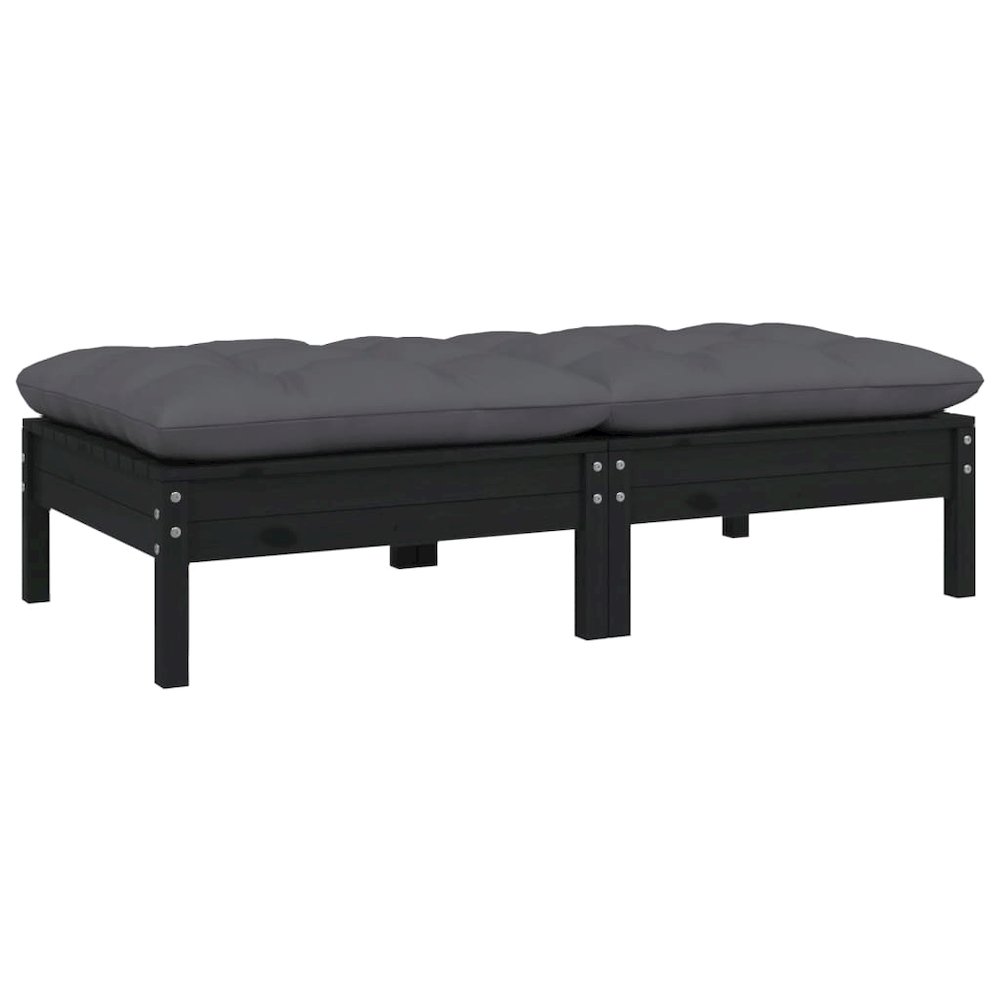 2-seater Garden Sofa Set of 2 Black. Picture 2