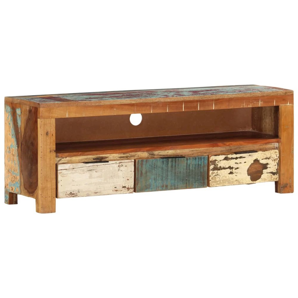 vidaXL TV Cabinet 43.3"x11.8"x15.7" Solid Reclaimed Wood. Picture 1