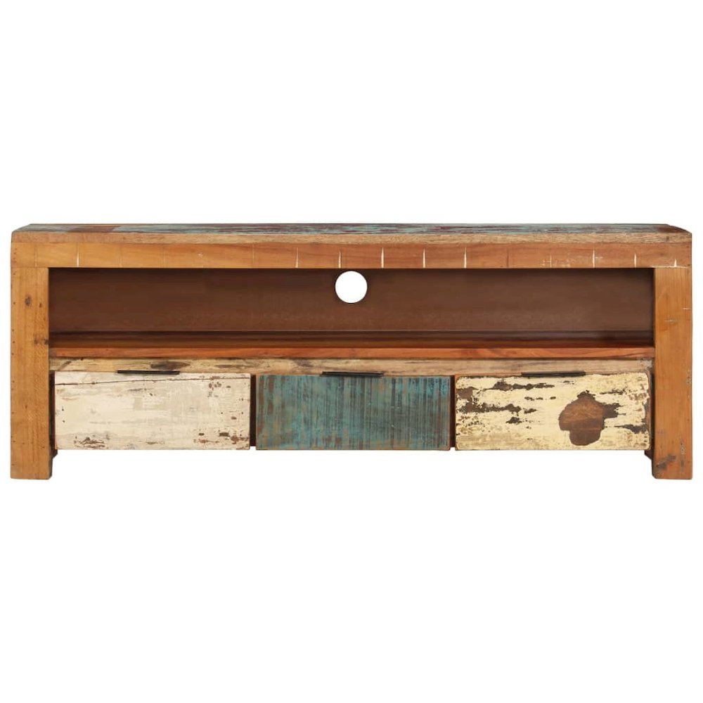 vidaXL TV Cabinet 43.3"x11.8"x15.7" Solid Reclaimed Wood. Picture 2