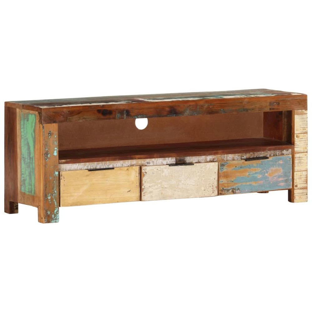 vidaXL TV Cabinet 43.3"x11.8"x15.7" Solid Reclaimed Wood. Picture 11