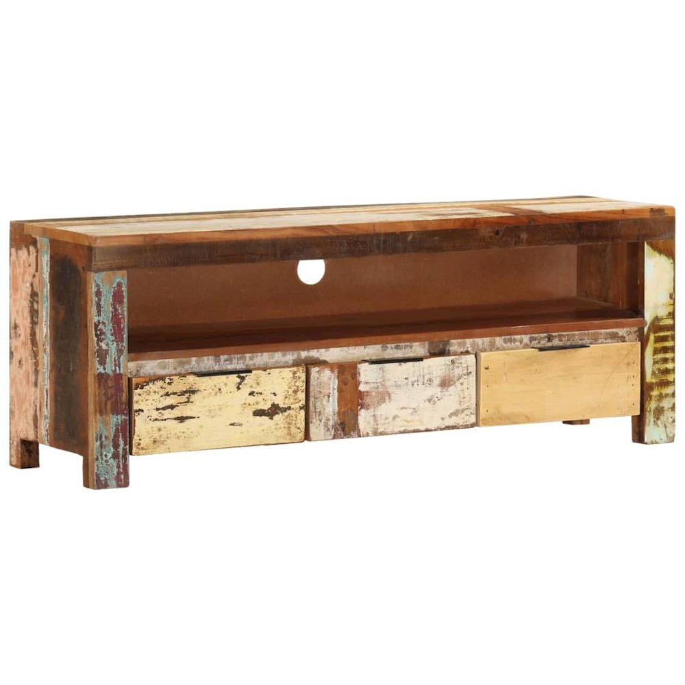 vidaXL TV Cabinet 43.3"x11.8"x15.7" Solid Reclaimed Wood. Picture 12
