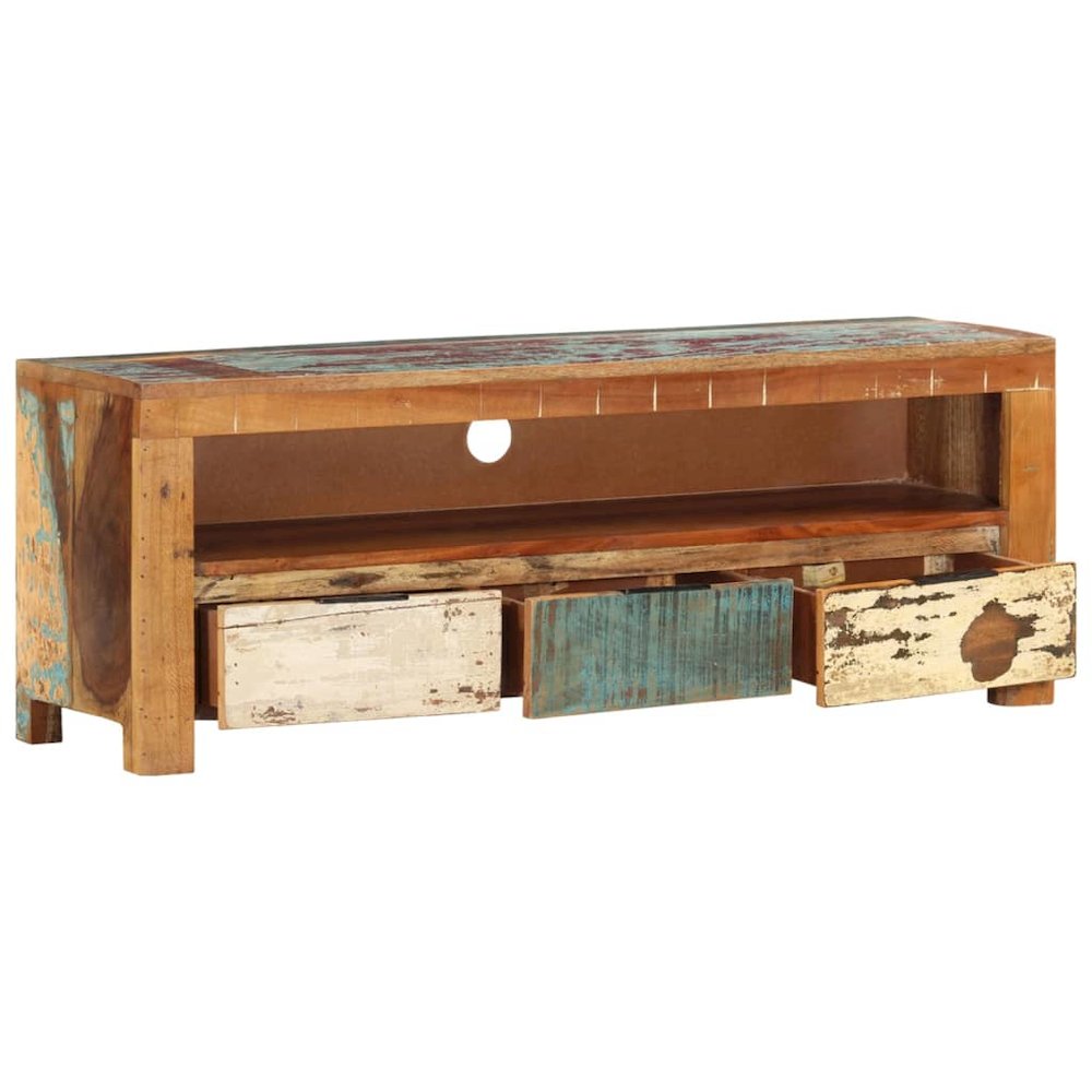 vidaXL TV Cabinet 43.3"x11.8"x15.7" Solid Reclaimed Wood. Picture 3