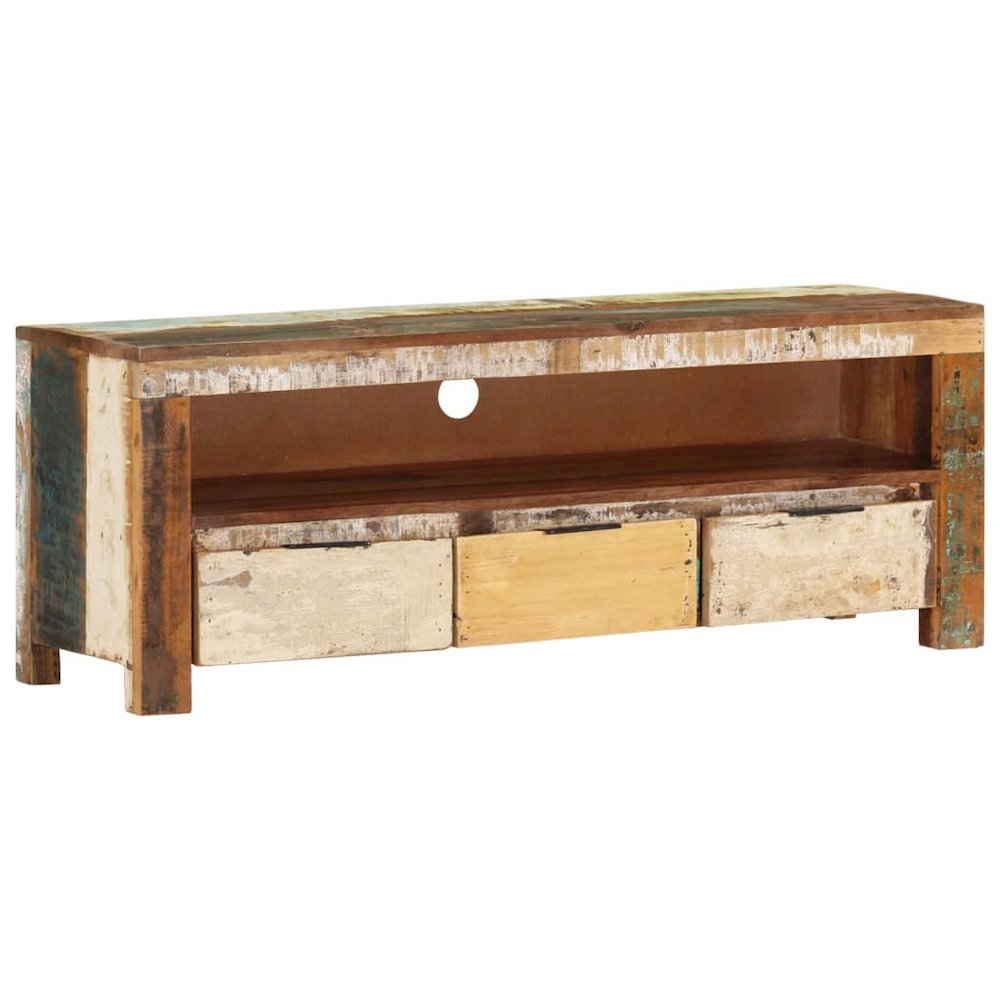 vidaXL TV Cabinet 43.3"x11.8"x15.7" Solid Reclaimed Wood. Picture 9