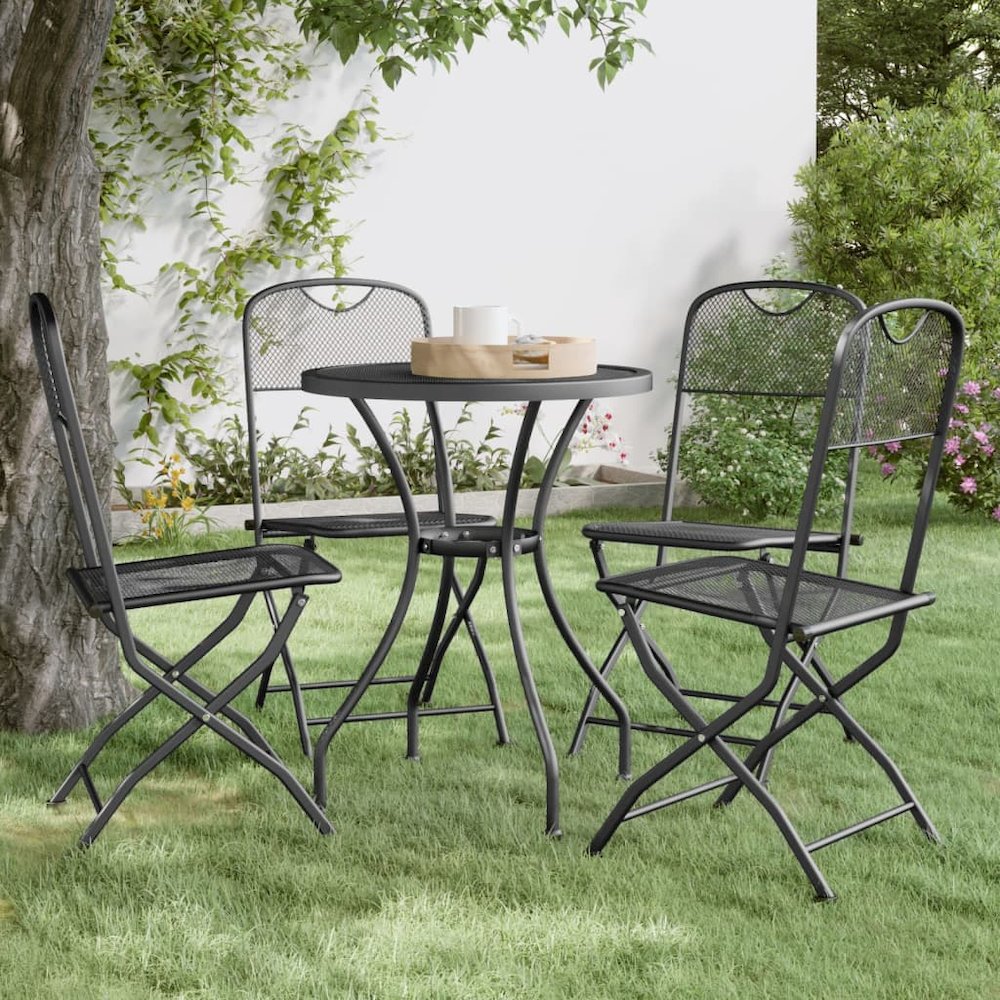 Folding Garden Chair Set of 4 Anthracite. Picture 1