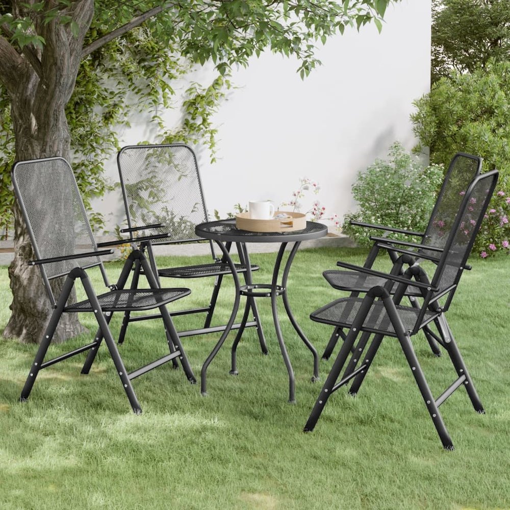 Folding Garden Chair Set of 4 Anthracite. Picture 1