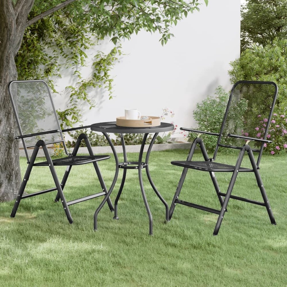 Garden Table Anthracite Expanded Metal Mesh Compact Durable. Picture 1