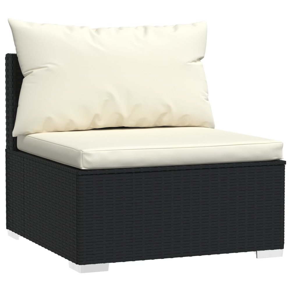 Garden Lounge Set Black PE rattan, powder-coated steel, plastic. Picture 3