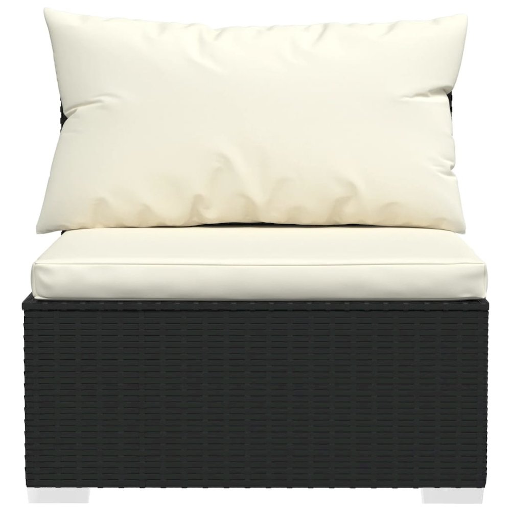 Garden Lounge Set Black PE rattan, powder-coated steel, plastic. Picture 4