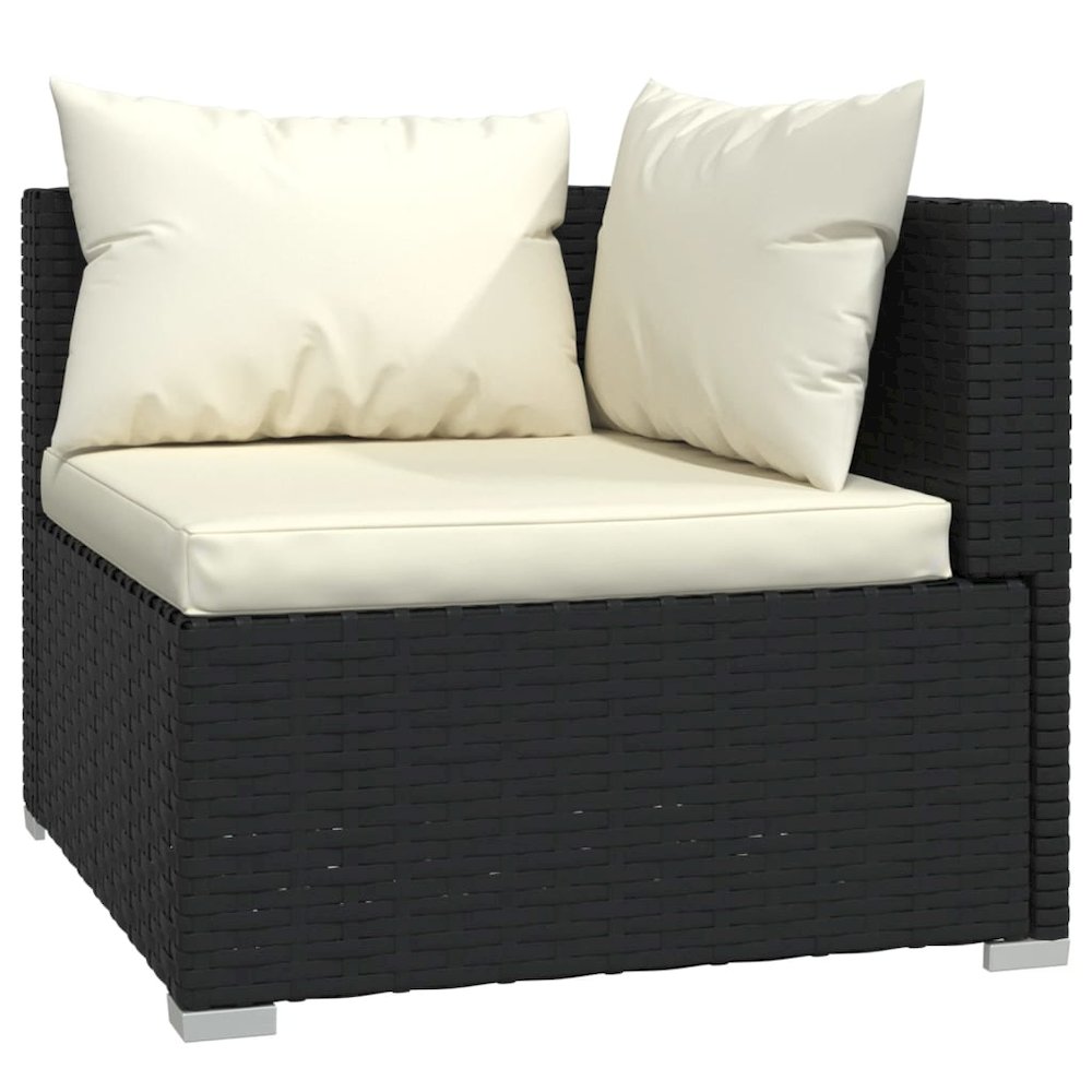 Garden Lounge Set Black PE rattan, powder-coated steel, plastic. Picture 5