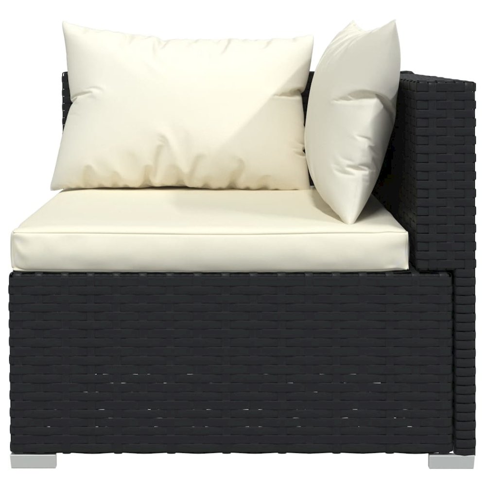 Garden Lounge Set Black PE rattan, powder-coated steel, plastic. Picture 6