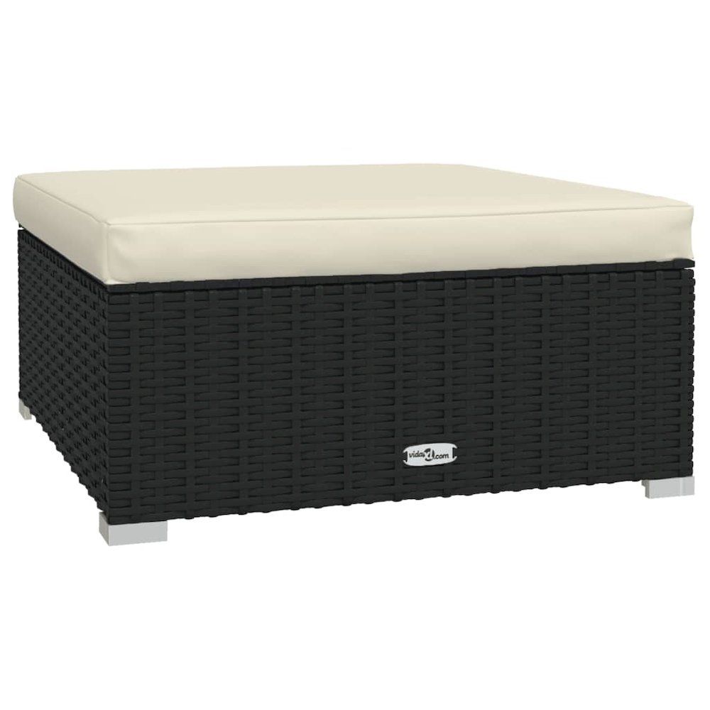 Garden Lounge Set Black PE rattan, powder-coated steel, plastic. Picture 7