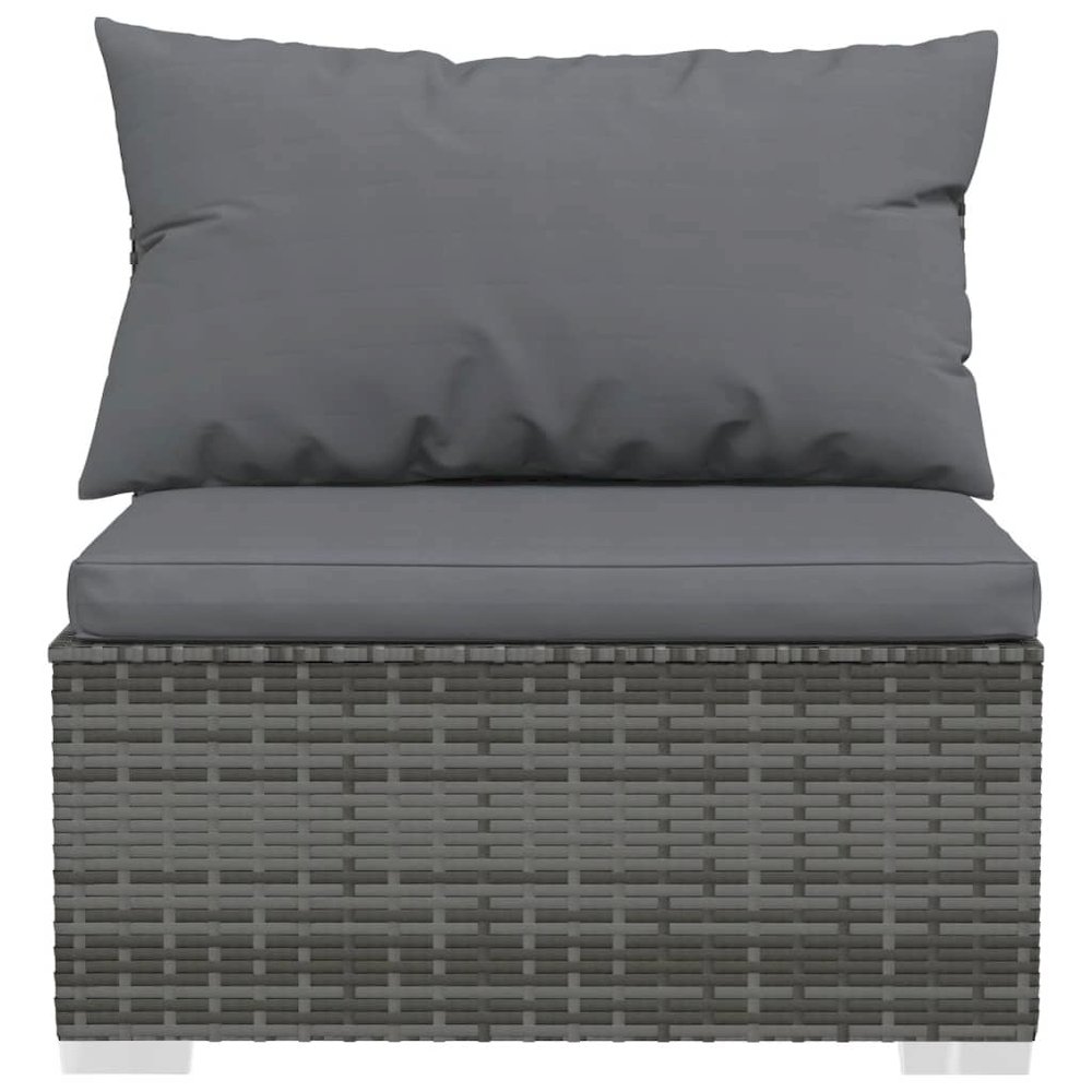 3-seater Sofa Grey PE rattan, powder-coated steel, plastic Medium. Picture 4