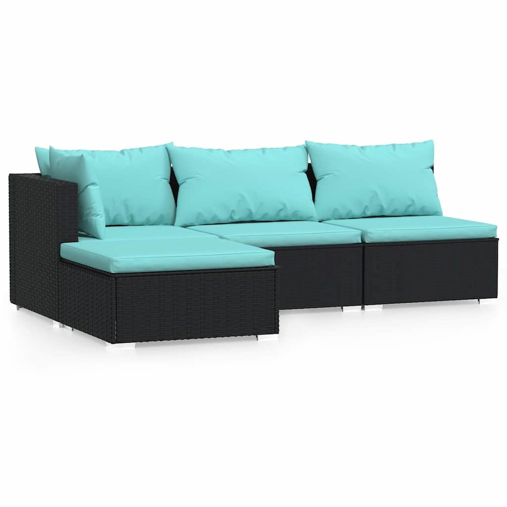 Garden Lounge Set Black sofa set, Aqua cushions. Picture 1