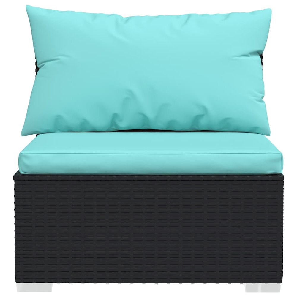 Garden Lounge Set Black sofa set, Aqua cushions. Picture 5