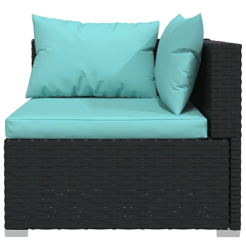 Garden Lounge Set Black sofa set, Aqua cushions. Picture 7