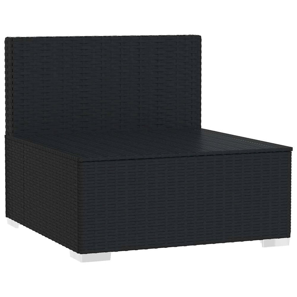 Garden Middle Sofa Black PE rattan, powder-coated steel, fabric. Picture 3