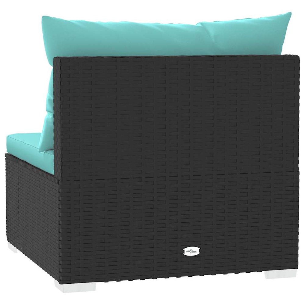 Garden Middle Sofa Black PE rattan, powder-coated steel, fabric. Picture 6