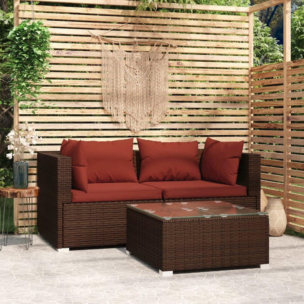 Garden Lounge Set Brown PE rattan Medium Modular. Picture 1