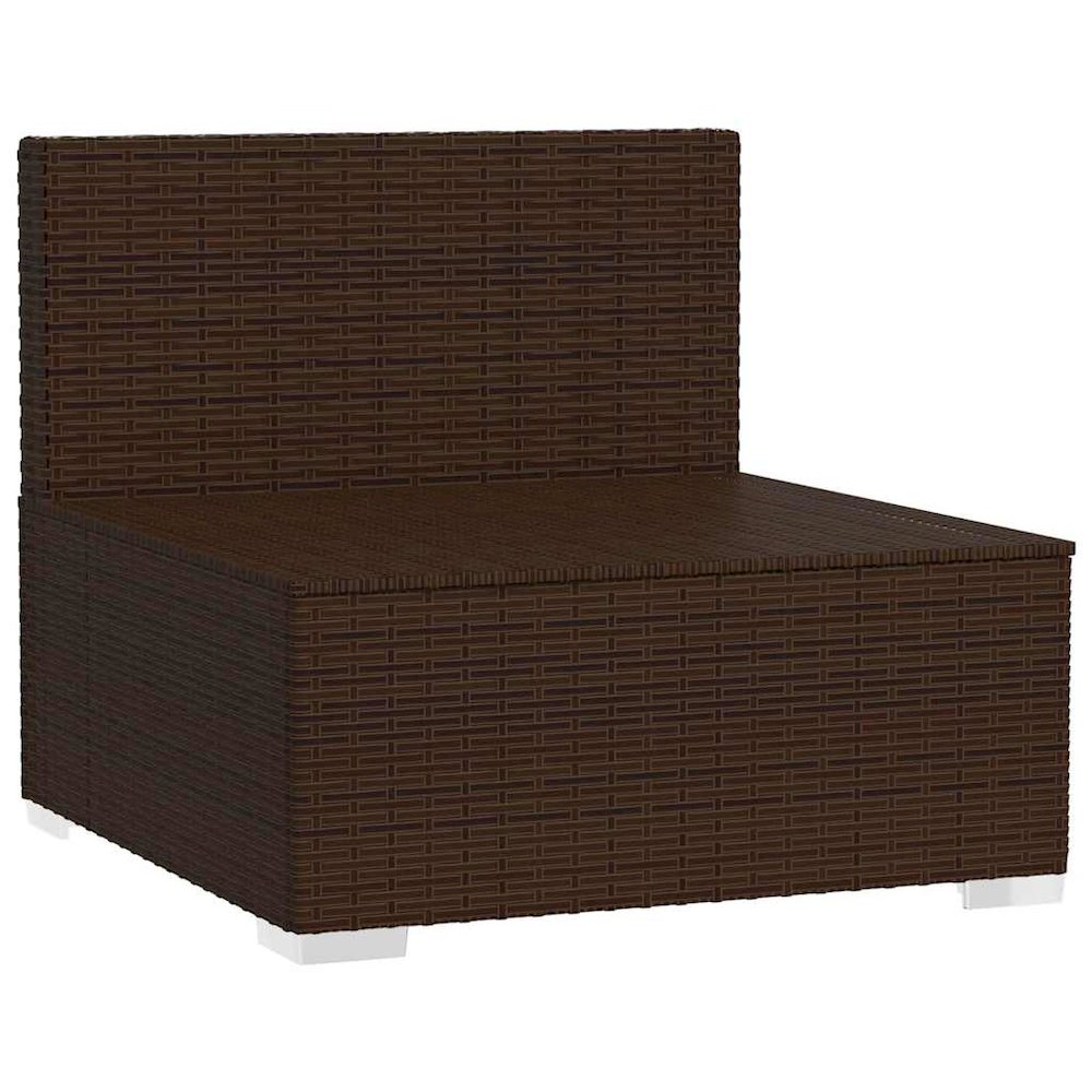 Garden Middle Sofa Brown PE rattan, powder-coated steel, plastic. Picture 3