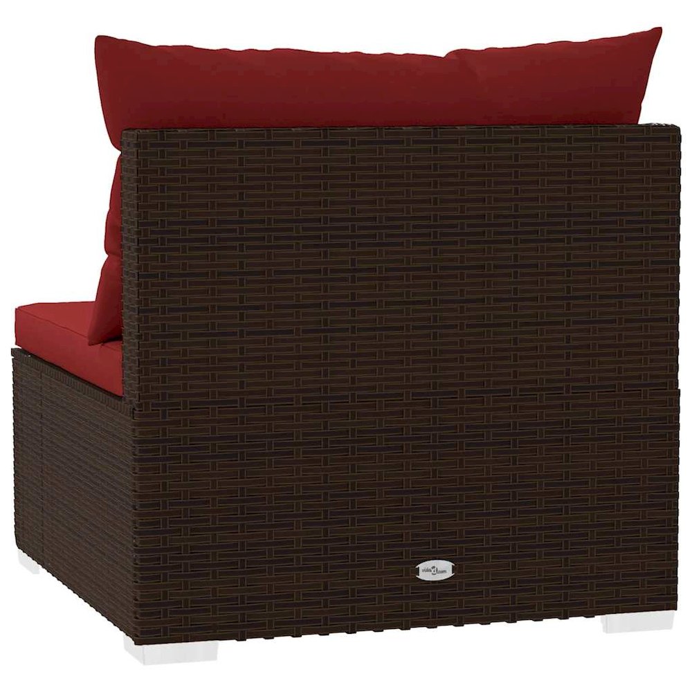 Garden Middle Sofa Brown PE rattan, powder-coated steel, plastic. Picture 6