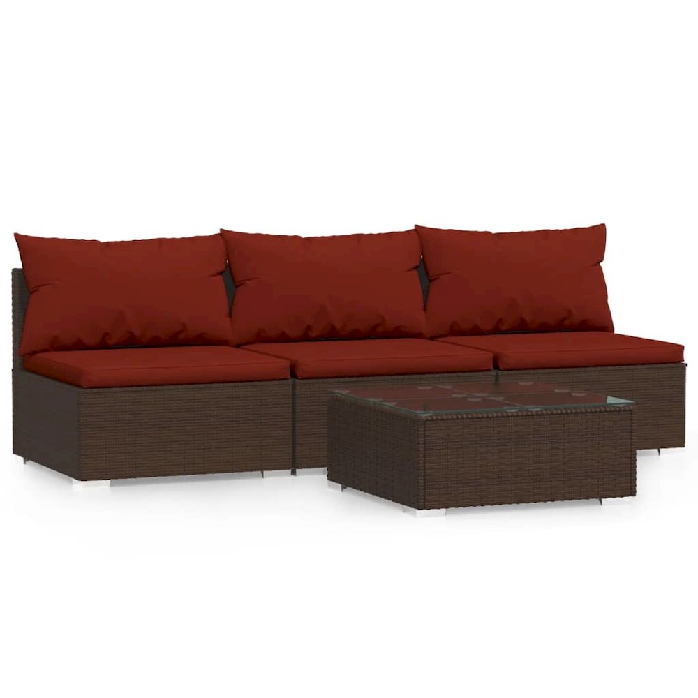 Garden Lounge Set Brown PE rattan Medium Modular. Picture 2
