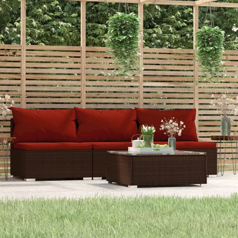 Garden Lounge Set Brown PE rattan Medium Modular. Picture 1