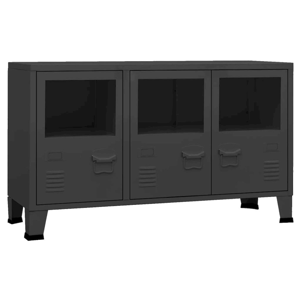 Sideboard Black Metal, glass Medium Sideboard Rectangular. Picture 2
