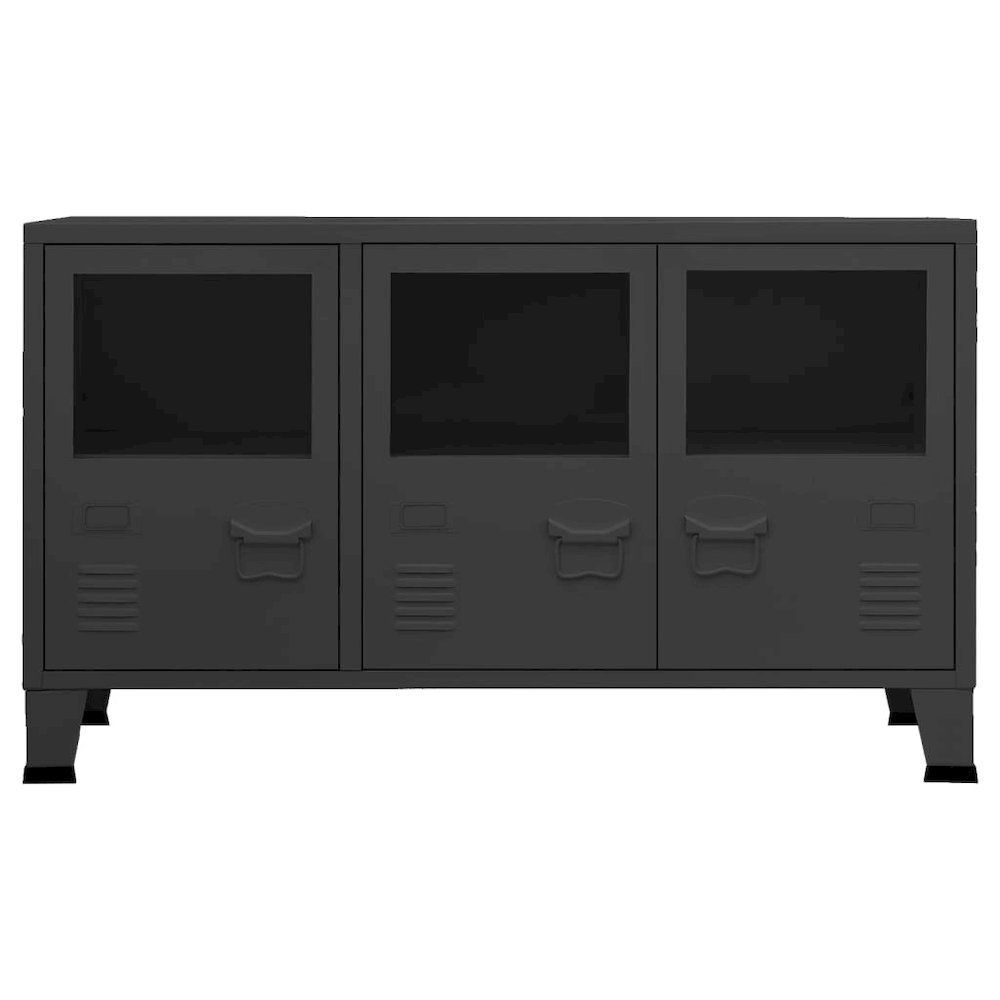 Sideboard Black Metal, glass Medium Sideboard Rectangular. Picture 3