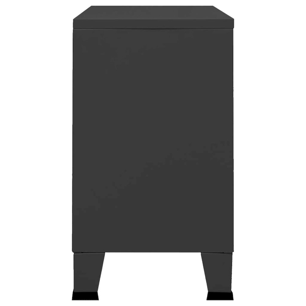 Sideboard Black Metal, glass Medium Sideboard Rectangular. Picture 4