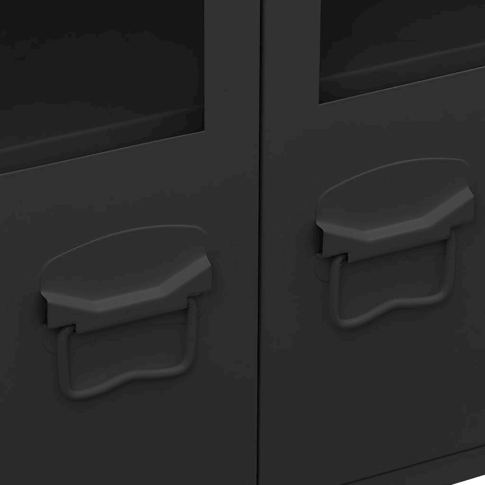 Sideboard Black Metal, glass Medium Sideboard Rectangular. Picture 7
