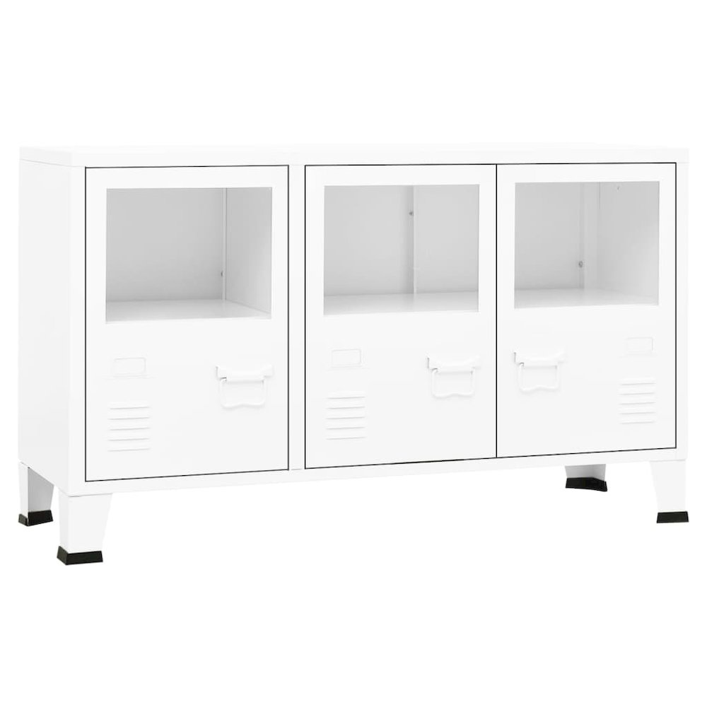 Sideboard White Metal and Glass Medium Shelving Sideboard. Picture 2
