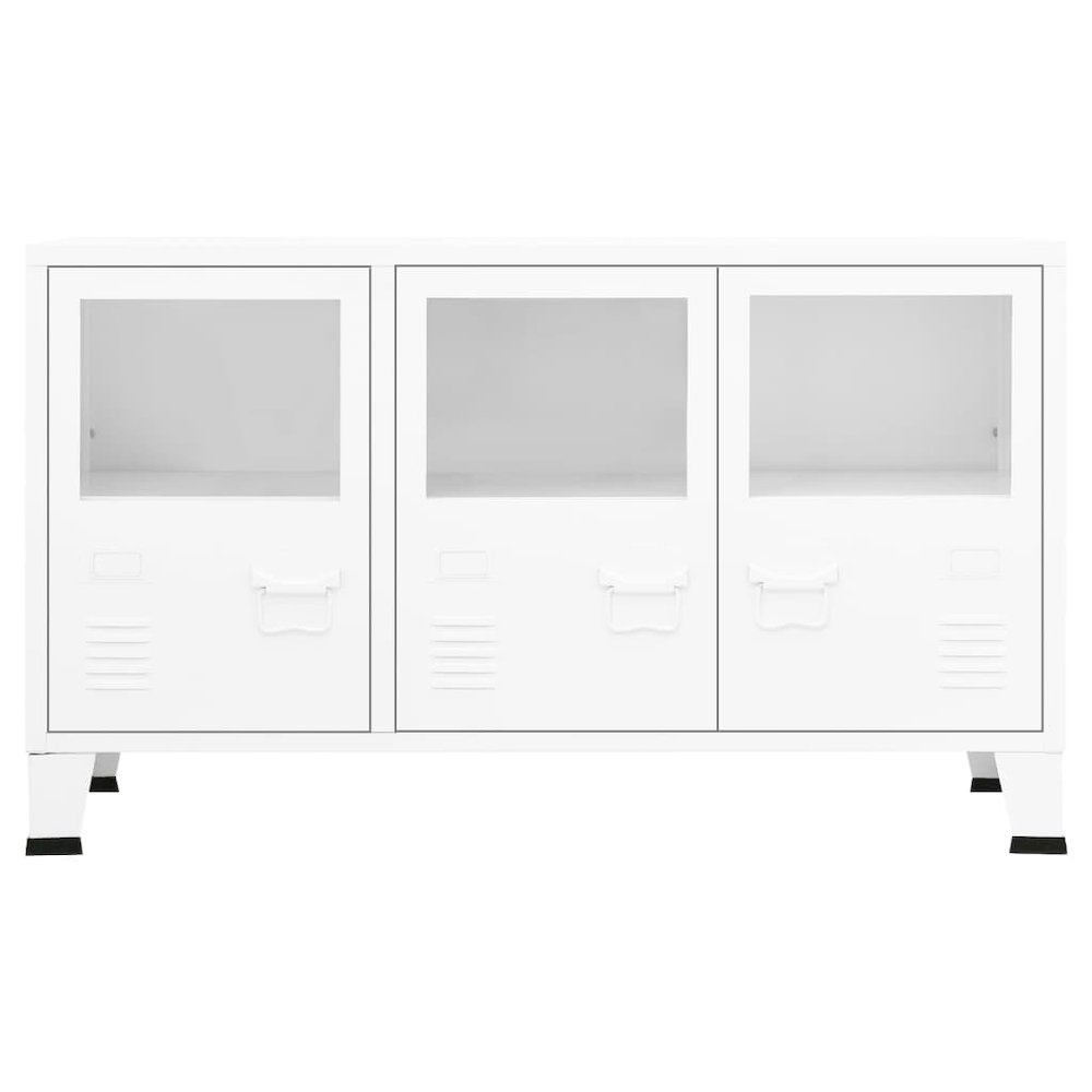 Sideboard White Metal and Glass Medium Shelving Sideboard. Picture 3