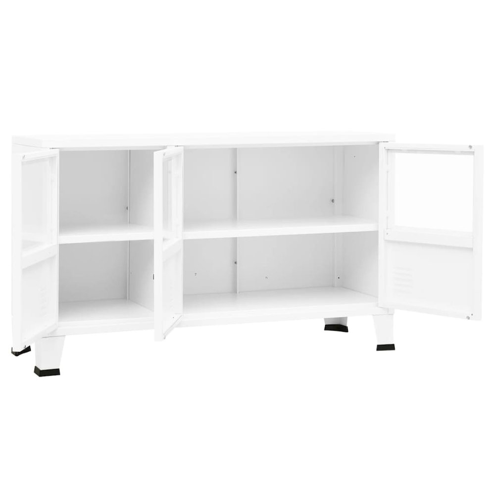 Sideboard White Metal and Glass Medium Shelving Sideboard. Picture 6