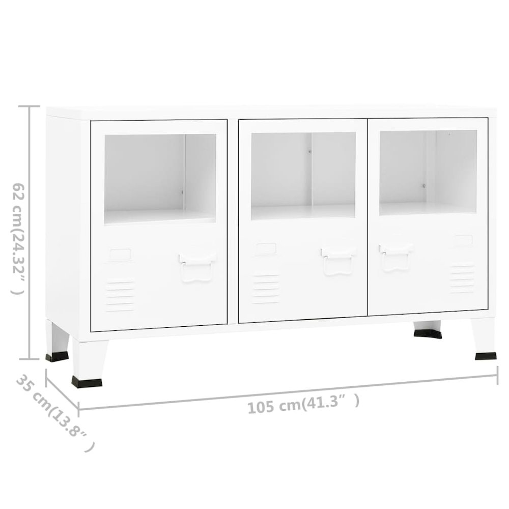 Sideboard White Metal and Glass Medium Shelving Sideboard. Picture 9