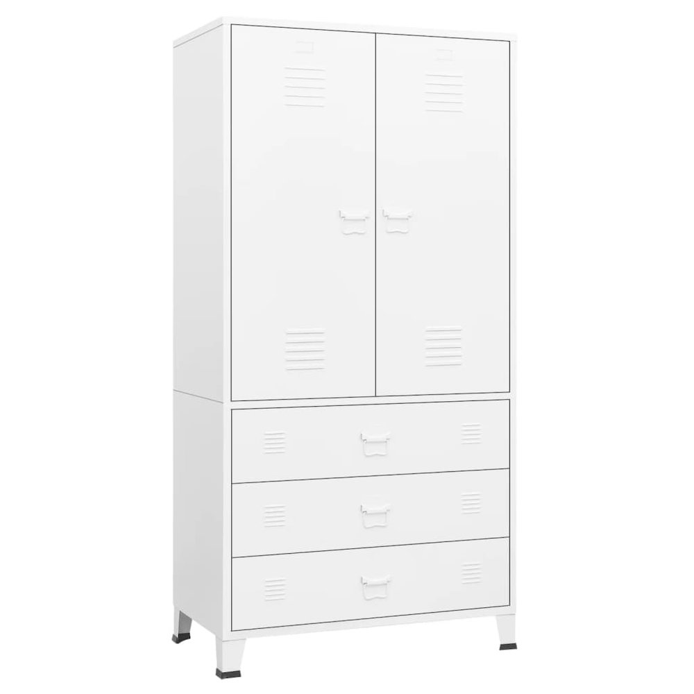 vidaXL Industrial Wardrobe White 35.4"x19.7"x70.9" Metal. Picture 2