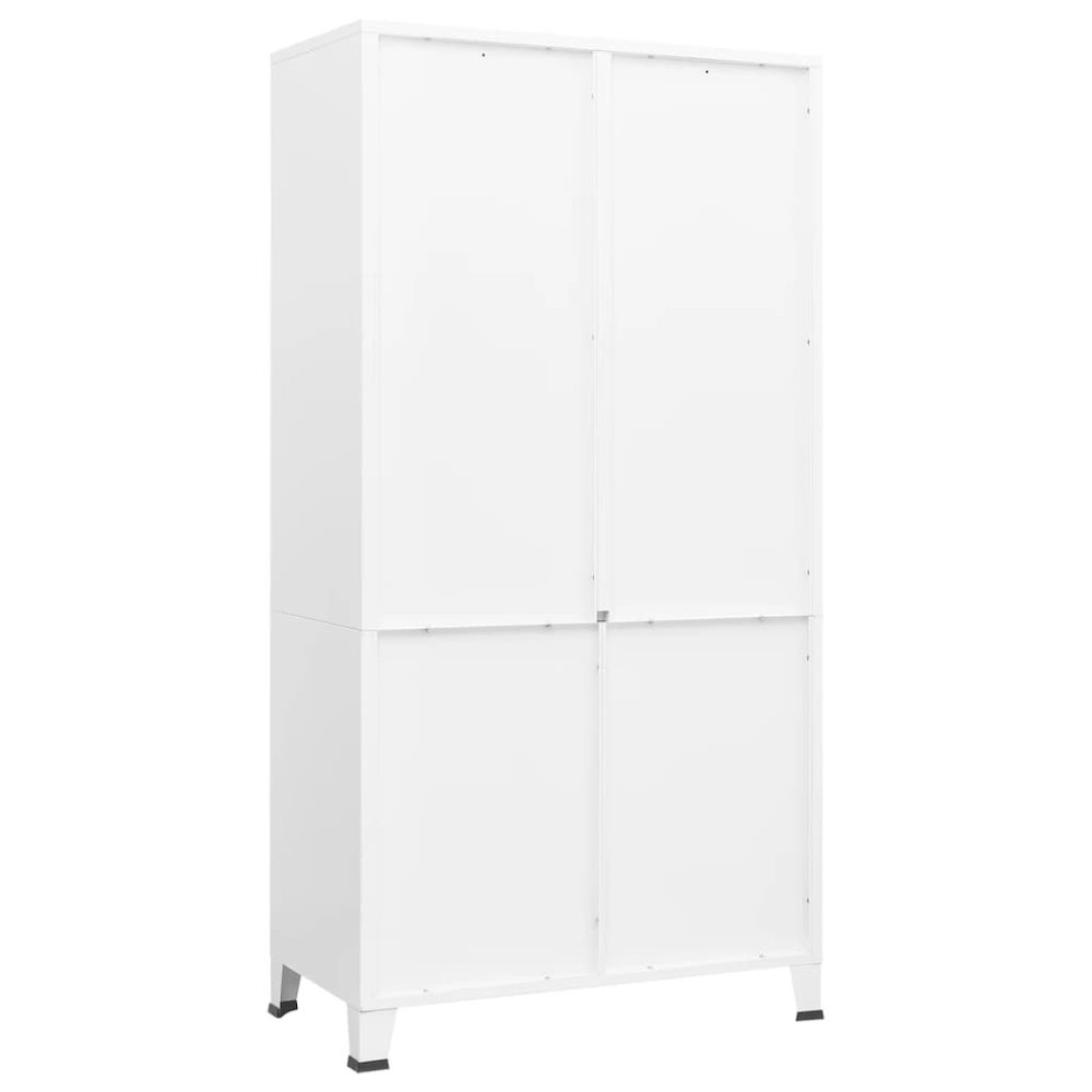 vidaXL Industrial Wardrobe White 35.4"x19.7"x70.9" Metal. Picture 4