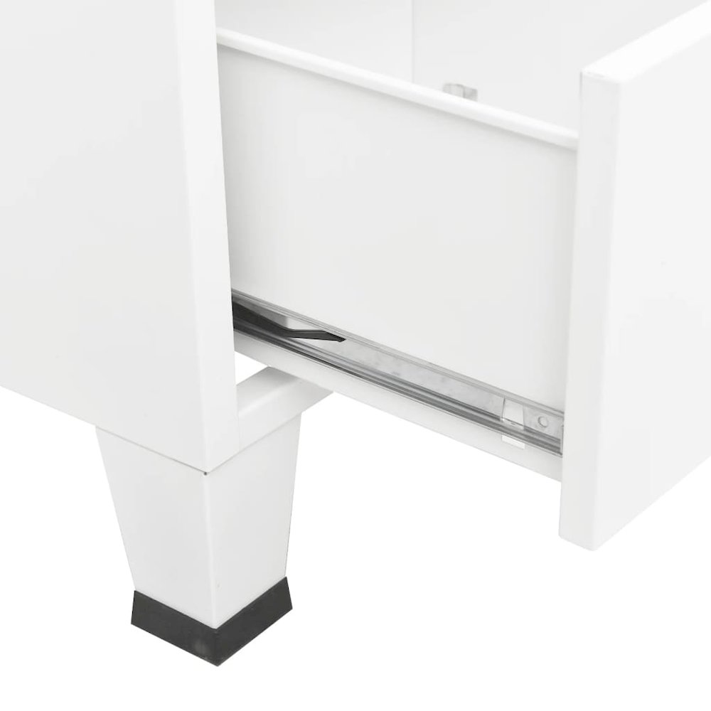 vidaXL Industrial Wardrobe White 35.4"x19.7"x70.9" Metal. Picture 8