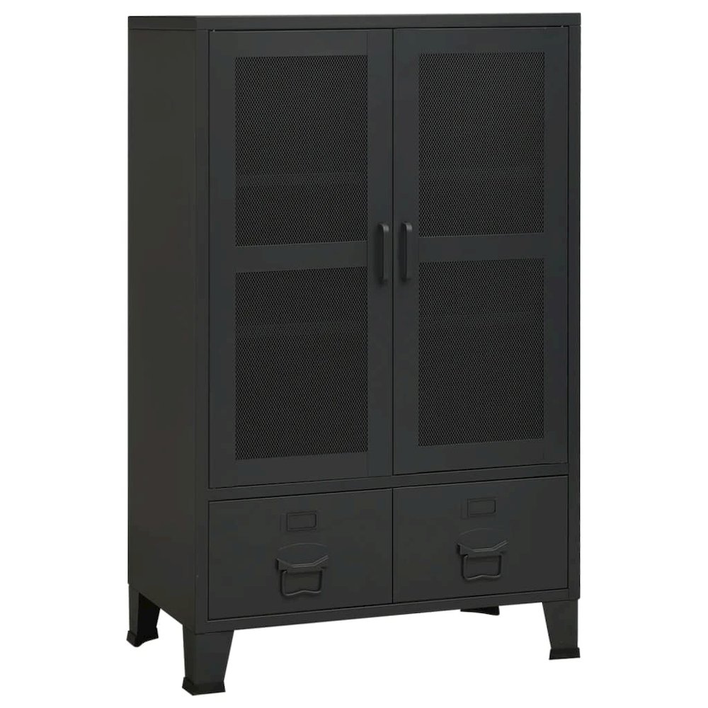 Storage Chest Black Metal 27.6 x 15.7 x 45.3 in Industrial. Picture 2