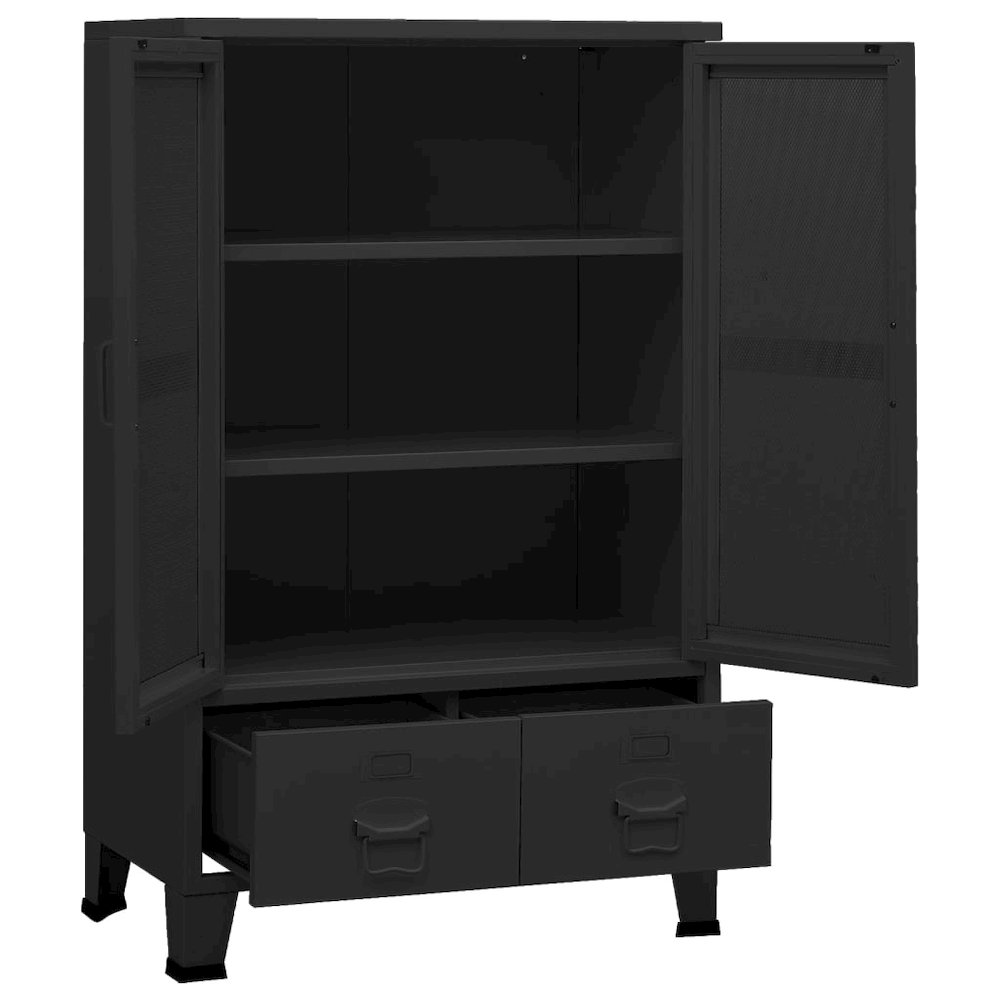Storage Chest Black Metal 27.6 x 15.7 x 45.3 in Industrial. Picture 6