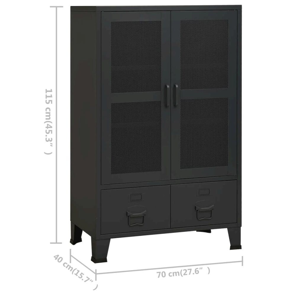 Storage Chest Black Metal 27.6 x 15.7 x 45.3 in Industrial. Picture 9