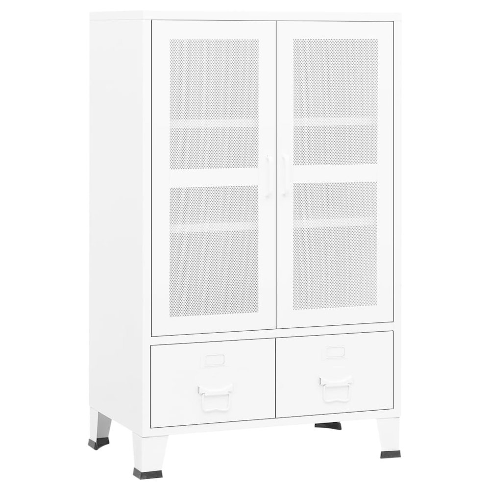 Storage Chest White Metal Medium Storage Chest Rectangular. Picture 2