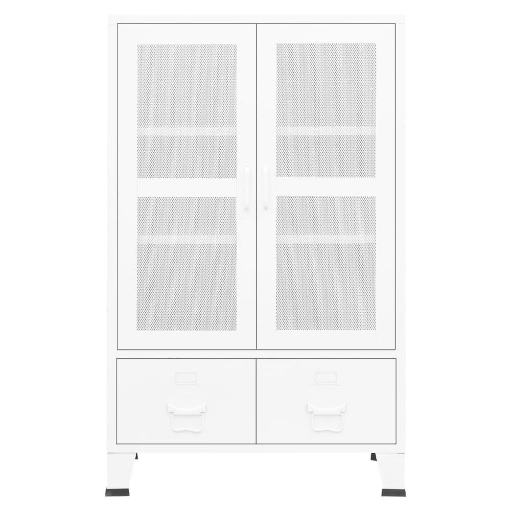 Storage Chest White Metal Medium Storage Chest Rectangular. Picture 3