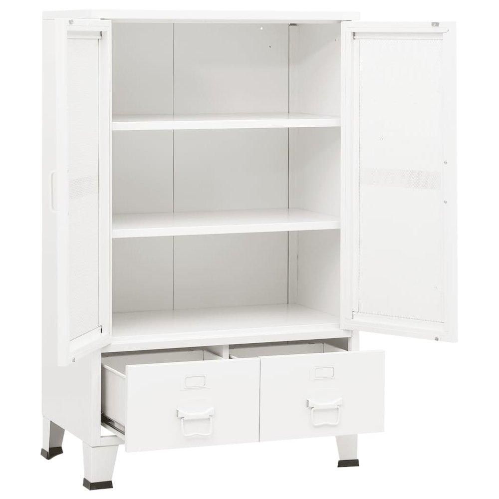 Storage Chest White Metal Medium Storage Chest Rectangular. Picture 6