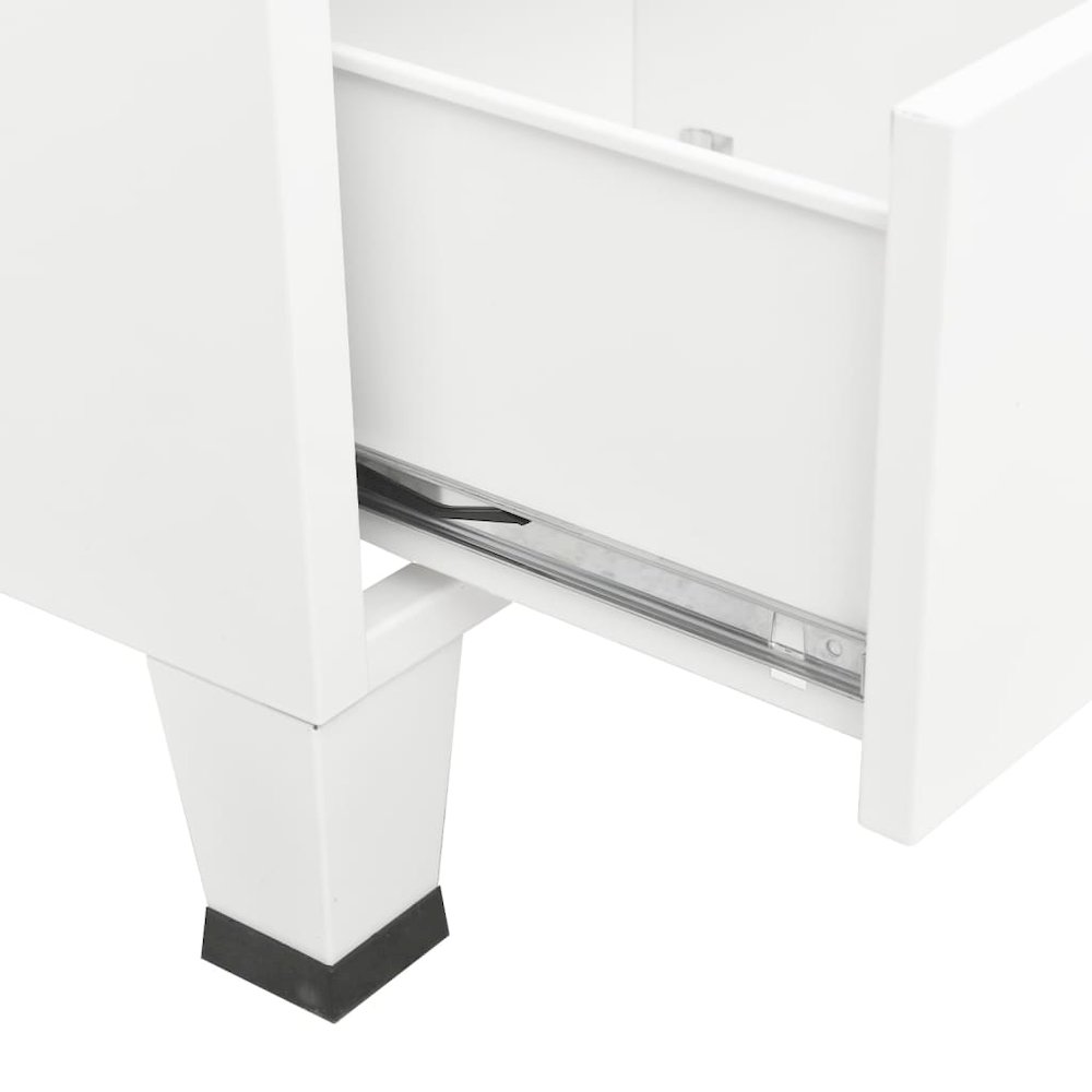 Storage Chest White Metal Medium Storage Chest Rectangular. Picture 8
